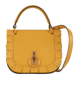 Small Amberly Frill Satchel, Leather, Yellow, MIT, DB, 2*